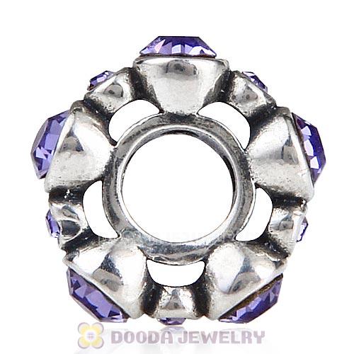 European Style Sterling Silver Spacer Bead with Tanzanite Austrian Crystal