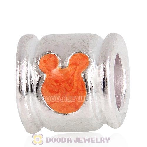Silver Plated Enamel Orange Mickey Mouse Charms Beads suit European Largehole Jewelry Bracelet