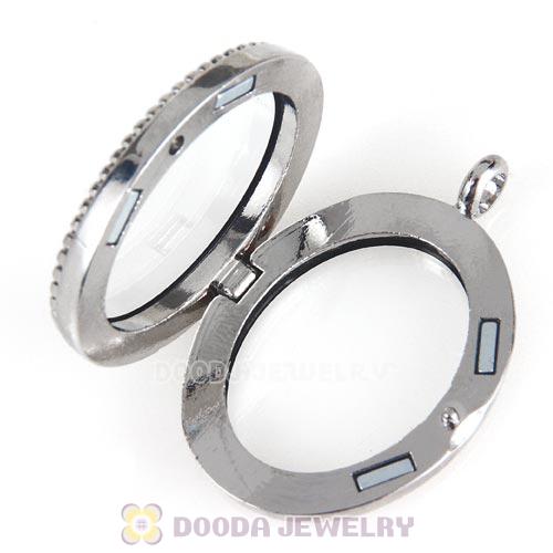 Platinum Plated Alloy Glass Floating Locket Oval Pendant with Dots