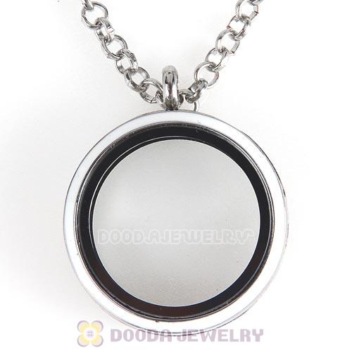 Platinum Plated Alloy Glass Floating Locket Pendant White Face