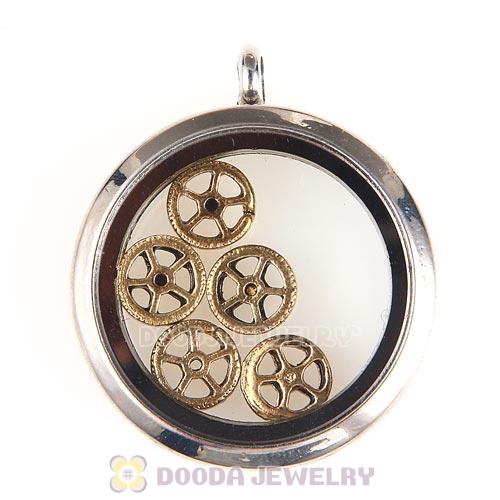 Gold Plated Alloy Small watch gear Floating Locket Charms Wholesale