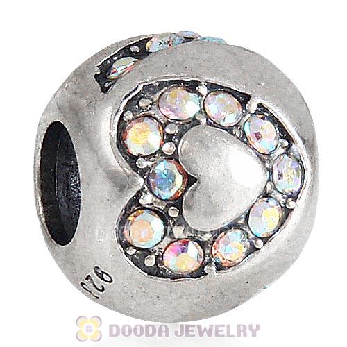 Sterling Silver Surrounded by Love with Clear AB Austrian Crystal Charm