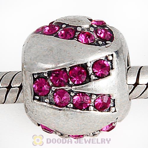 Sterling Silver Surrounded by Love with Fuchsia Austrian Crystal Charm