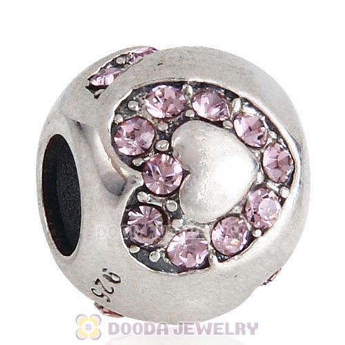 Sterling Silver Surrounded by Love with Light Amethyst Austrian Crystal Charm