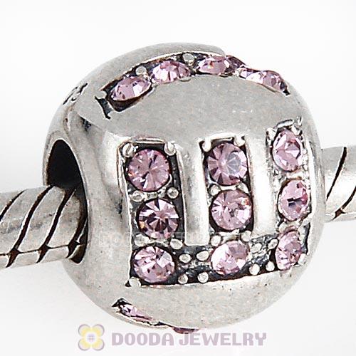 Sterling Silver Surrounded by Love with Light Amethyst Austrian Crystal Charm