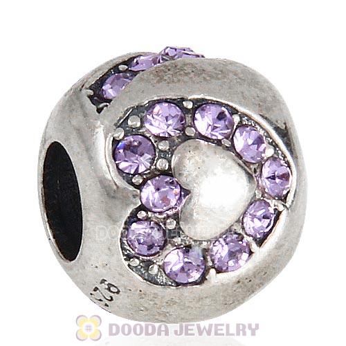 Sterling Silver Surrounded by Love with Violet Austrian Crystal Charm
