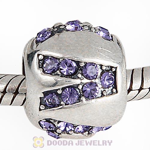 Sterling Silver Surrounded by Love with Tanzanite Austrian Crystal Charm