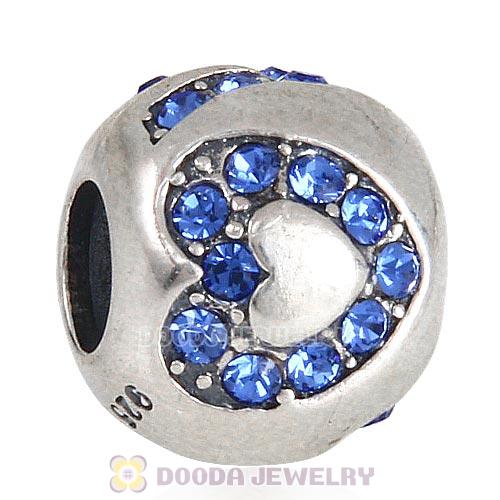 Sterling Silver Surrounded by Love with Sapphire Austrian Crystal Charm