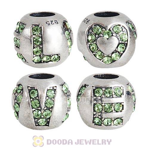 Sterling Silver Surrounded by Love with Peridot Austrian Crystal Charm