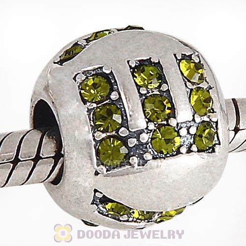 Sterling Silver Surrounded by Love with Olivine Austrian Crystal Charm