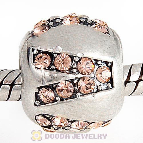 Sterling Silver Surrounded by Love with Light Peach Austrian Crystal Charm