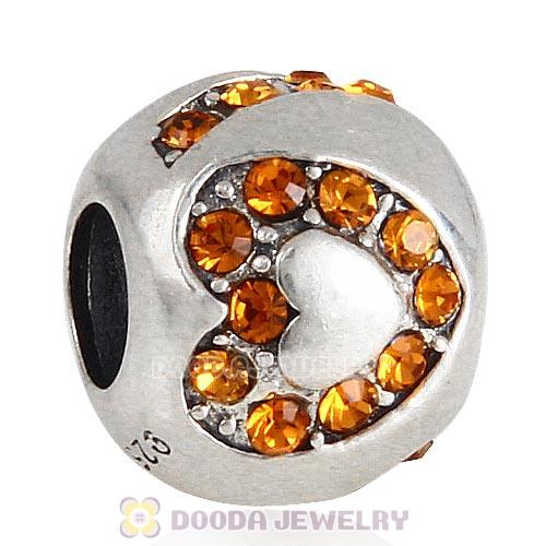 Sterling Silver Surrounded by Love with Topaz Austrian Crystal Charm