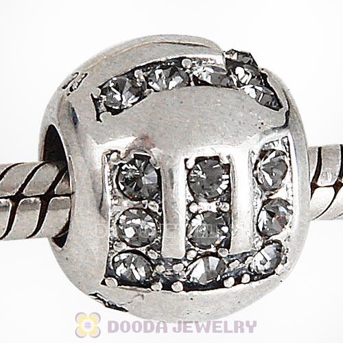 Sterling Silver Surrounded by Love with Black Diamond Austrian Crystal Charm