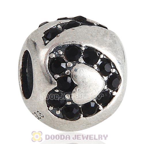 Sterling Silver Surrounded by Love with Jet Austrian Crystal Charm