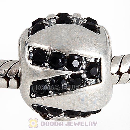 Sterling Silver Surrounded by Love with Jet Austrian Crystal Charm