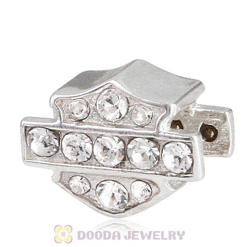Sterling Silver HD Ride Bead with Clear Austrian Crystal European Style