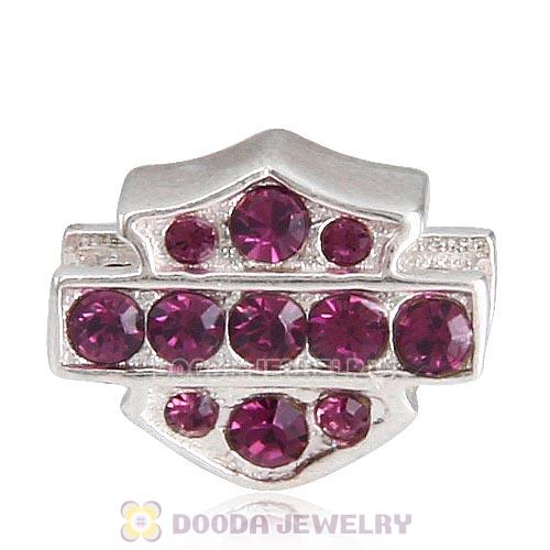 Sterling Silver HD Ride Bead with Amethyst Austrian Crystal European Style