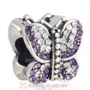 Sterling Silver Sparkling Butterfly with Tanzanite and Clear Austrian Crystal Charm