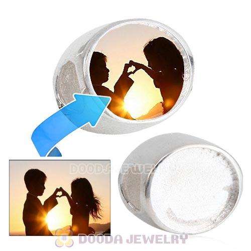 Sterling Silver Oval Love Beads with DIY Photo European Style