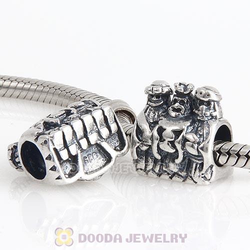 Sterling Silver Gold Plated Cross Three Kings Charm Beads