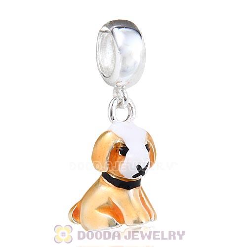 925 Sterling Silver Enamel Dangle Puppy Dog Charms Wholesale