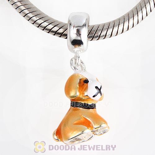 925 Sterling Silver Enamel Dangle Puppy Dog Charms Wholesale