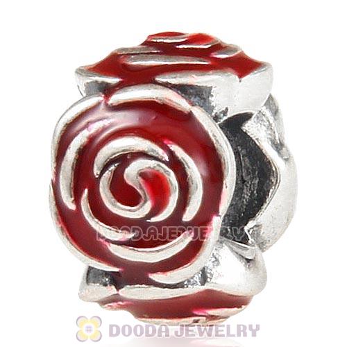 Sterling Silver Rose Garden with Red Enamel Charm Beads