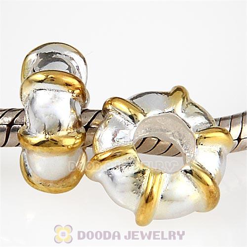 Gold Plated Line Sterling Silver Spacer Beads European Style
