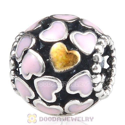 Sterling Silver Gold Plated Abundance of Love with Pink Enamel Beads