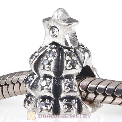 Sterling Silver Christmas Tree of Lights with Clear CZ Charm Beads