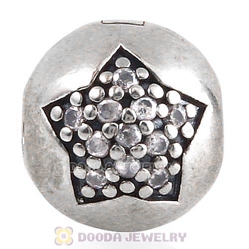 925 Sterling Silver You're a Star with Clear CZ Clip Beads
