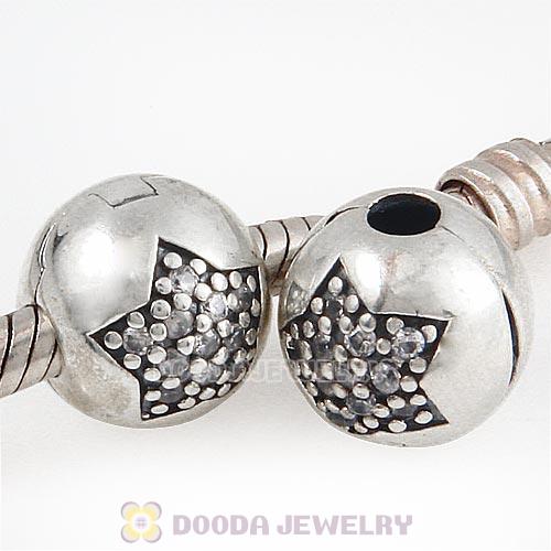 925 Sterling Silver You're a Star with Clear CZ Clip Beads