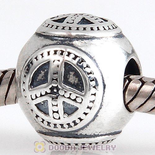 Antique Sterling Silver Peace Charm Beads European Style