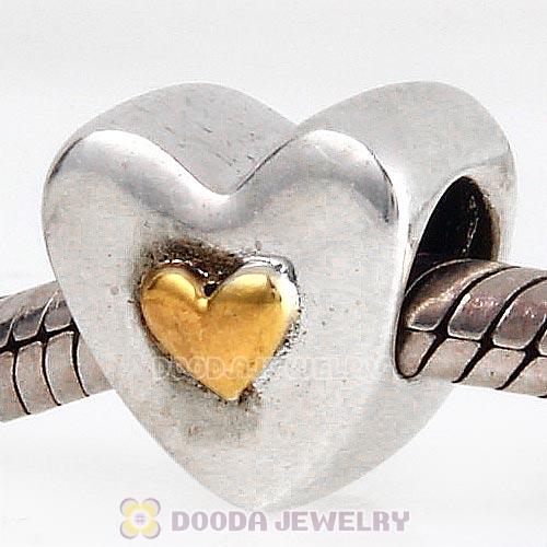Sterling Silver Happy Anniversary Gold Plated Heart Charm Beads