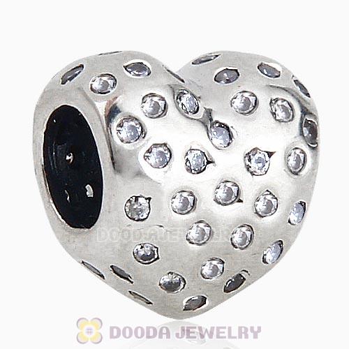 European Style Sterling Silver Sparkle of Love with Clear CZ Stone Charm