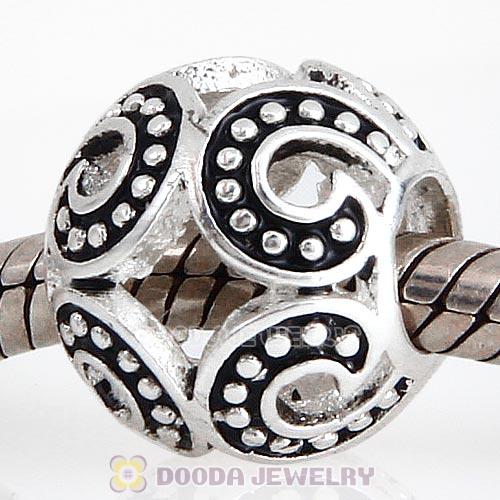 Antique Sterling Silver Powerful Wave Beads European Style