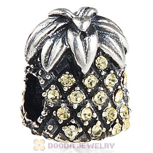 Sterling Silver Sparkling Pineapple Bead with Jonquil Austrian Crystal