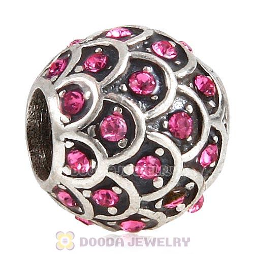 Sterling Silver Sparkling Fish Scale Bead with Rose Austrian Crystal