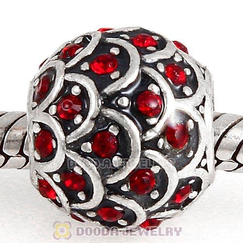 Sterling Silver Sparkling Fish Scale Bead with Siam Austrian Crystal