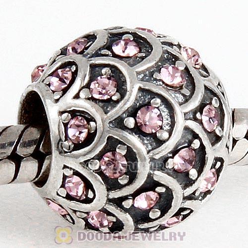 Sterling Silver Sparkling Fish Scale Bead with Light Amethyst Austrian Crystal