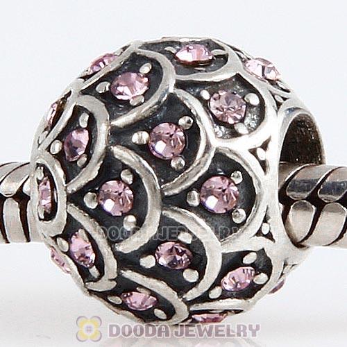 Sterling Silver Sparkling Fish Scale Bead with Light Amethyst Austrian Crystal