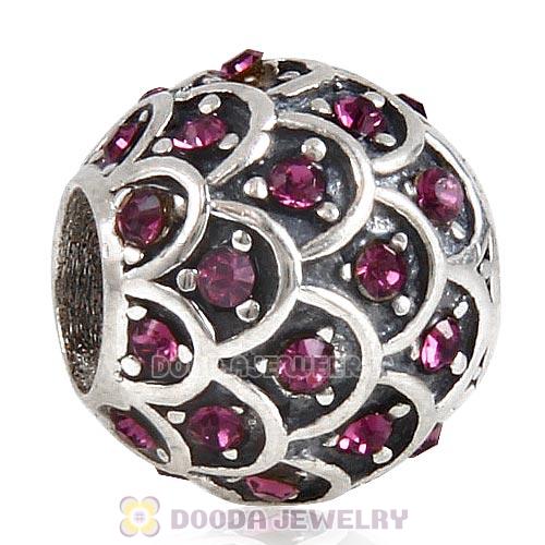 Sterling Silver Sparkling Fish Scale Bead with Amethyst Austrian Crystal