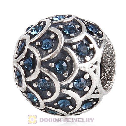 Sterling Silver Sparkling Fish Scale Bead with Montana Austrian Crystal