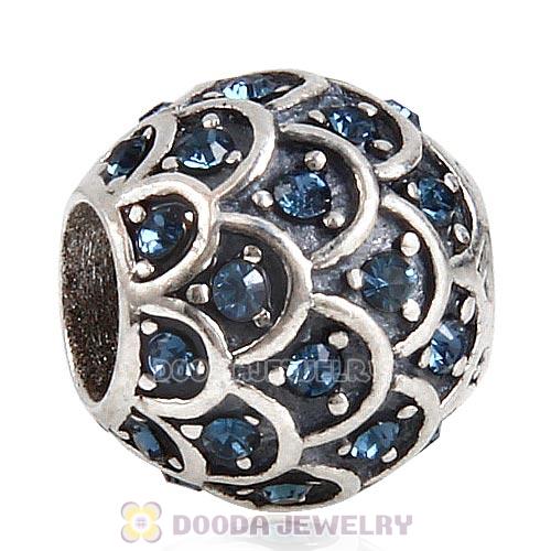 Sterling Silver Sparkling Fish Scale Bead with Montana Austrian Crystal