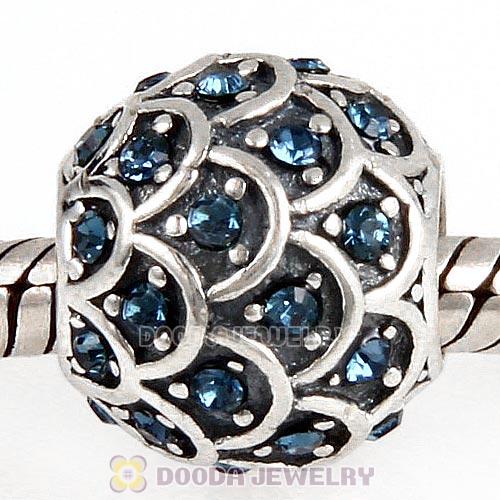 Sterling Silver Sparkling Fish Scale Bead with Montana Austrian Crystal