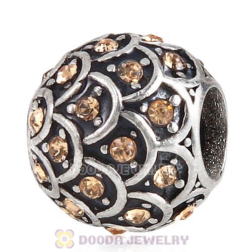 Sterling Silver Sparkling Fish Scale Bead with Light Colorado Topaz Austrian Crystal
