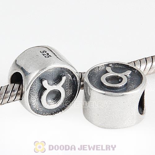 Antique Sterling Silver Taurus Zodiac Sign Beads European Style