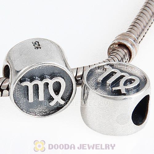 Antique Sterling Silver Virgo Zodiac Sign Beads European Style