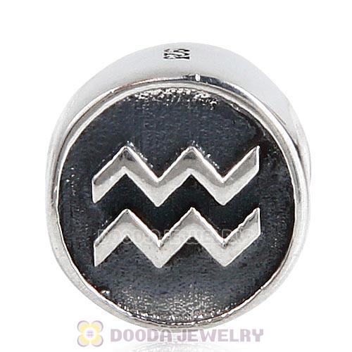 Antique Sterling Silver Aquarius Zodiac Sign Beads European Style