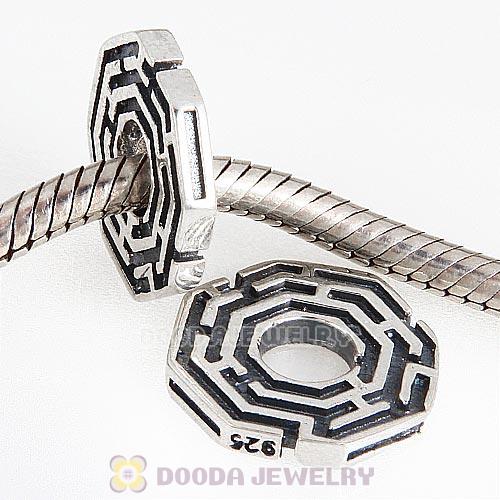 Antique Sterling Silver Labyrinth Charm Beads European Style